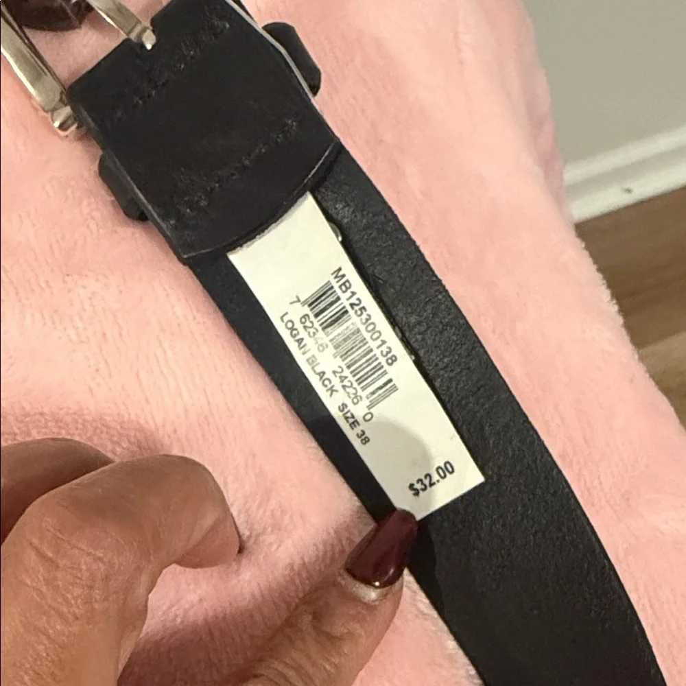 Fossil Dark Leather Belt with Silver Buckle